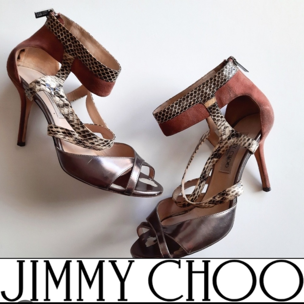 Jimmy Choo Snakeskin Suede Heels